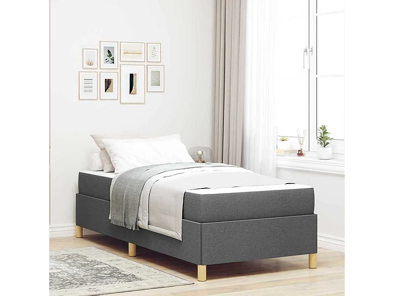 Cama Box Cinza Escuro e Branco e Cinza Escuro 90 x 200 cm
