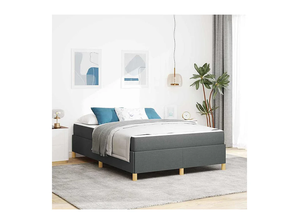 Cadre de lit Gris Foncé et Blanc et Gris Foncé 140 x 200 cm