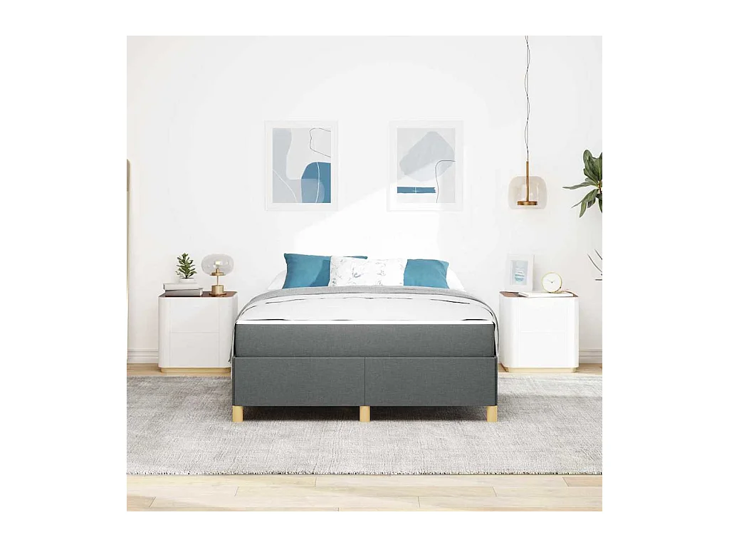 Cadre de lit Gris Foncé et Blanc et Gris Foncé 140 x 200 cm