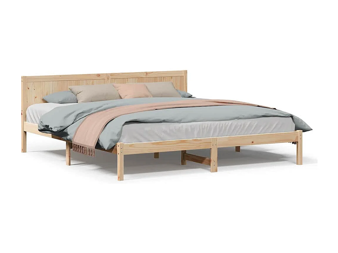 Estructura de cama Marrón 200 x 200 cm Madera maciza de Pino