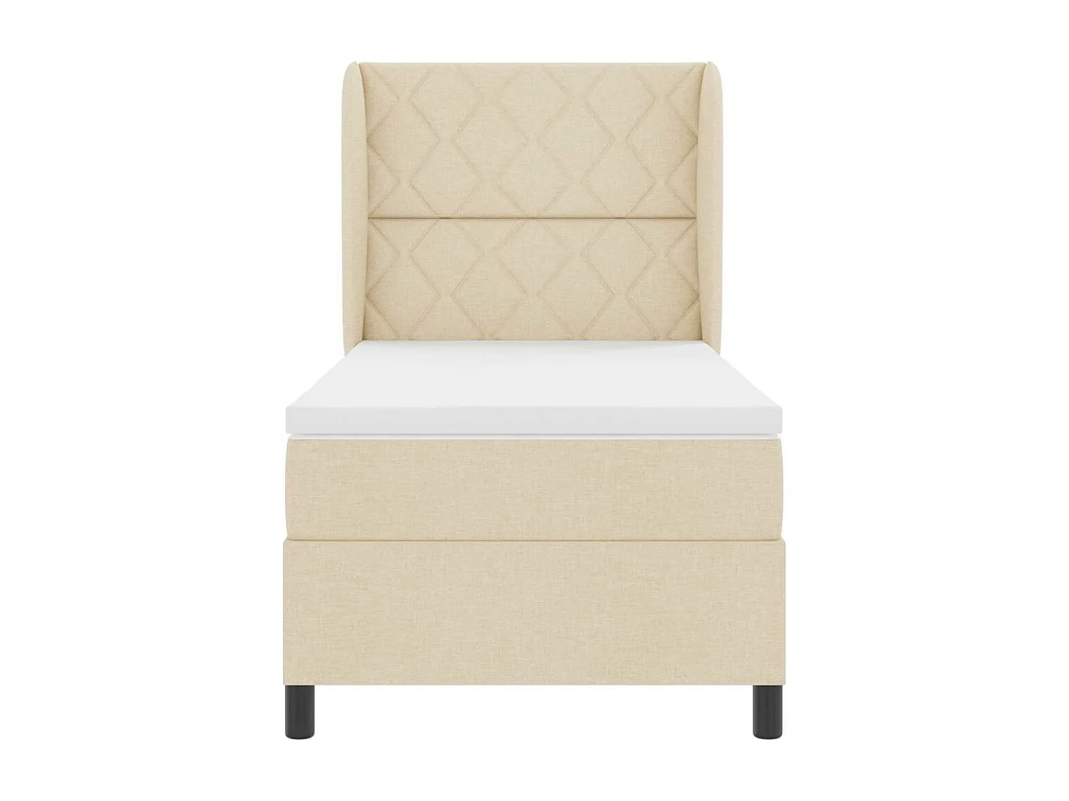 Cadre de lit avec matelas Crème 100 x 200 cm tissu