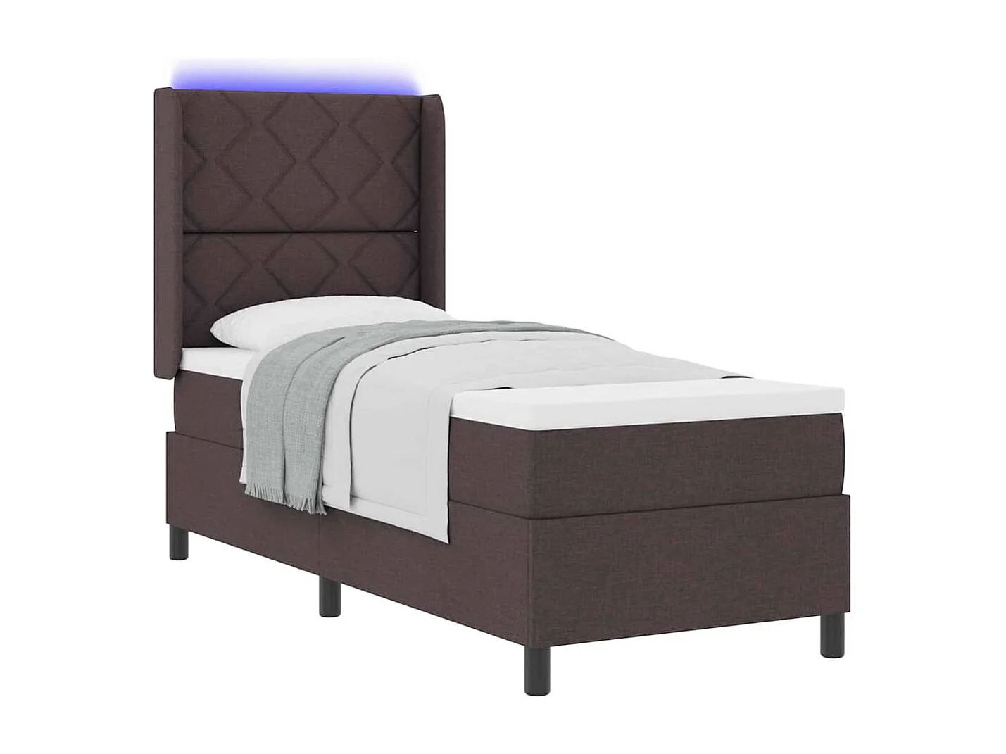 Cama Box com colchão Castanho escuro 90 x 190 cm tecido
