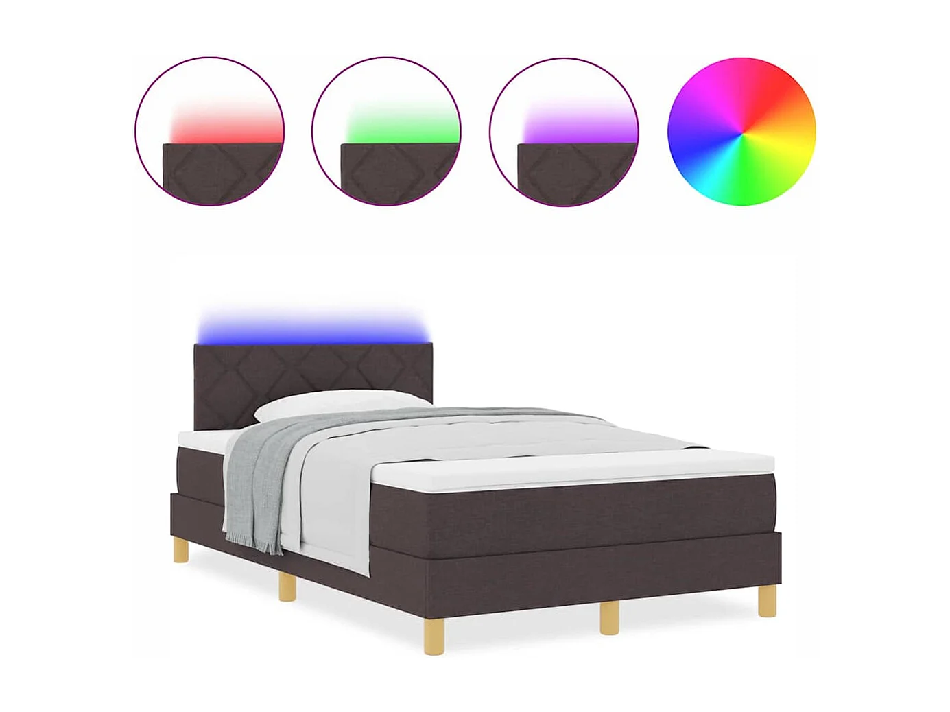 Cama tipo Box Spring Marrón oscuro 120 x 190 cm tela