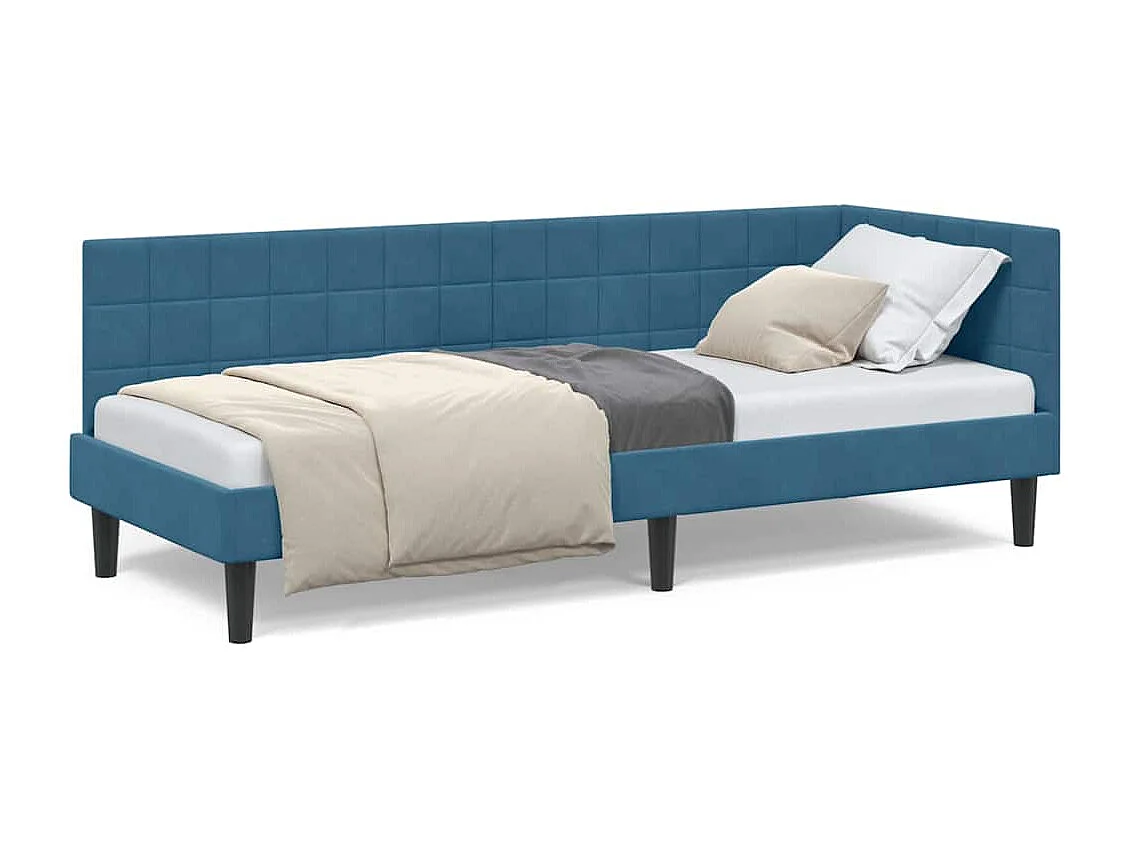 Cadre de lit d'angle avec tête de lit Bleu 80 x 200 cm Velours
