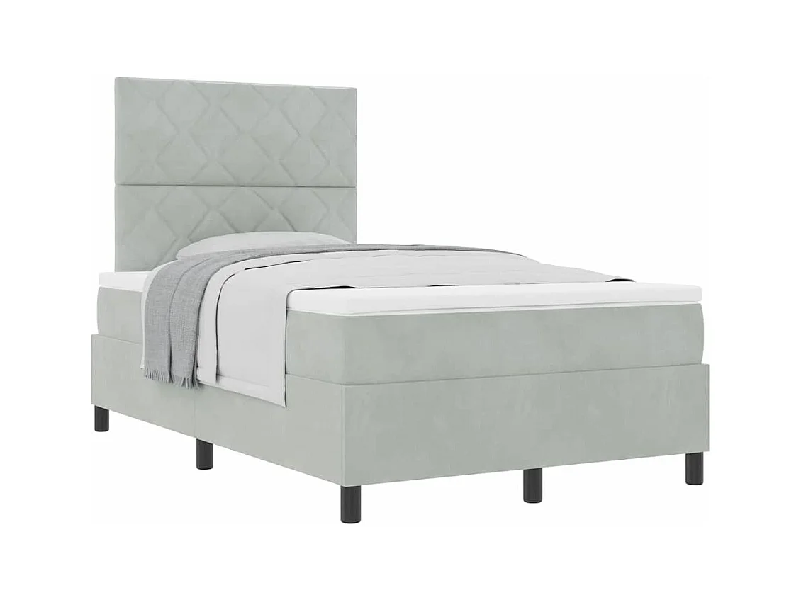 Cadre de lit avec matelas Gris clair 120 x 200 cm Velours