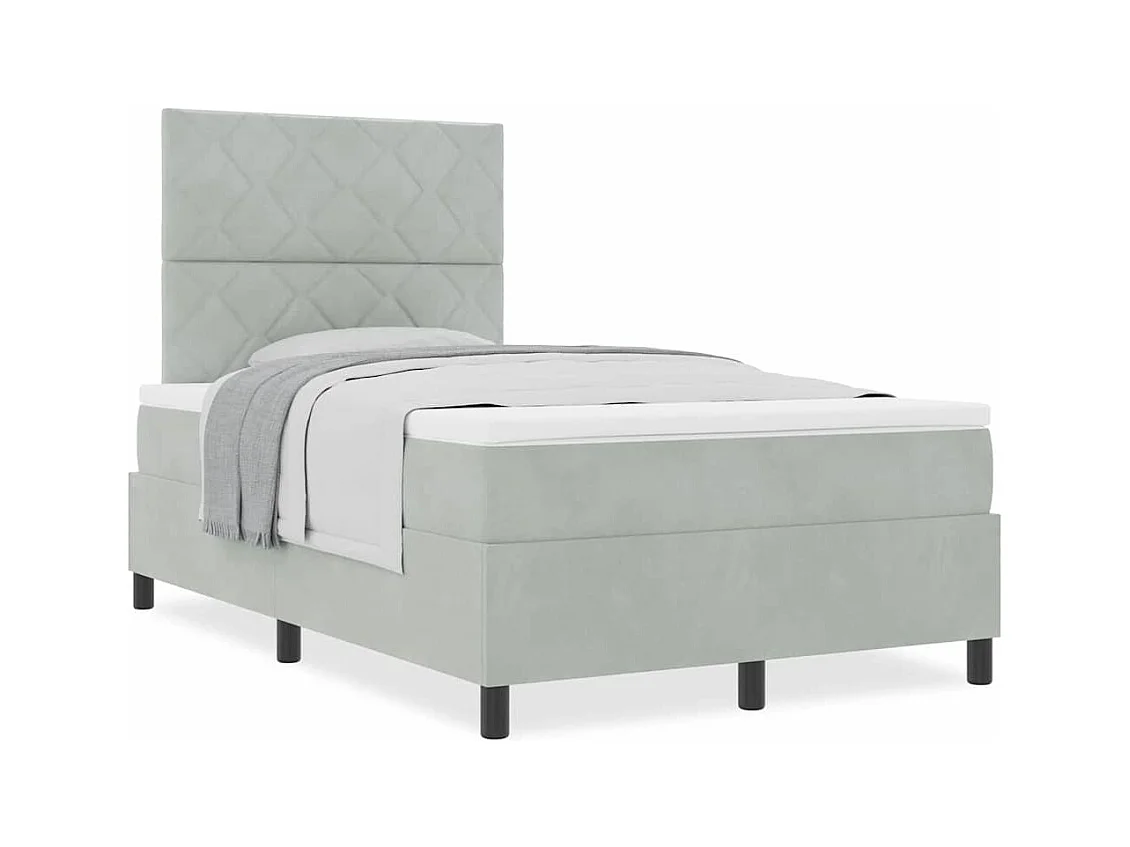 Cadre de lit avec matelas Gris clair 120 x 200 cm Velours