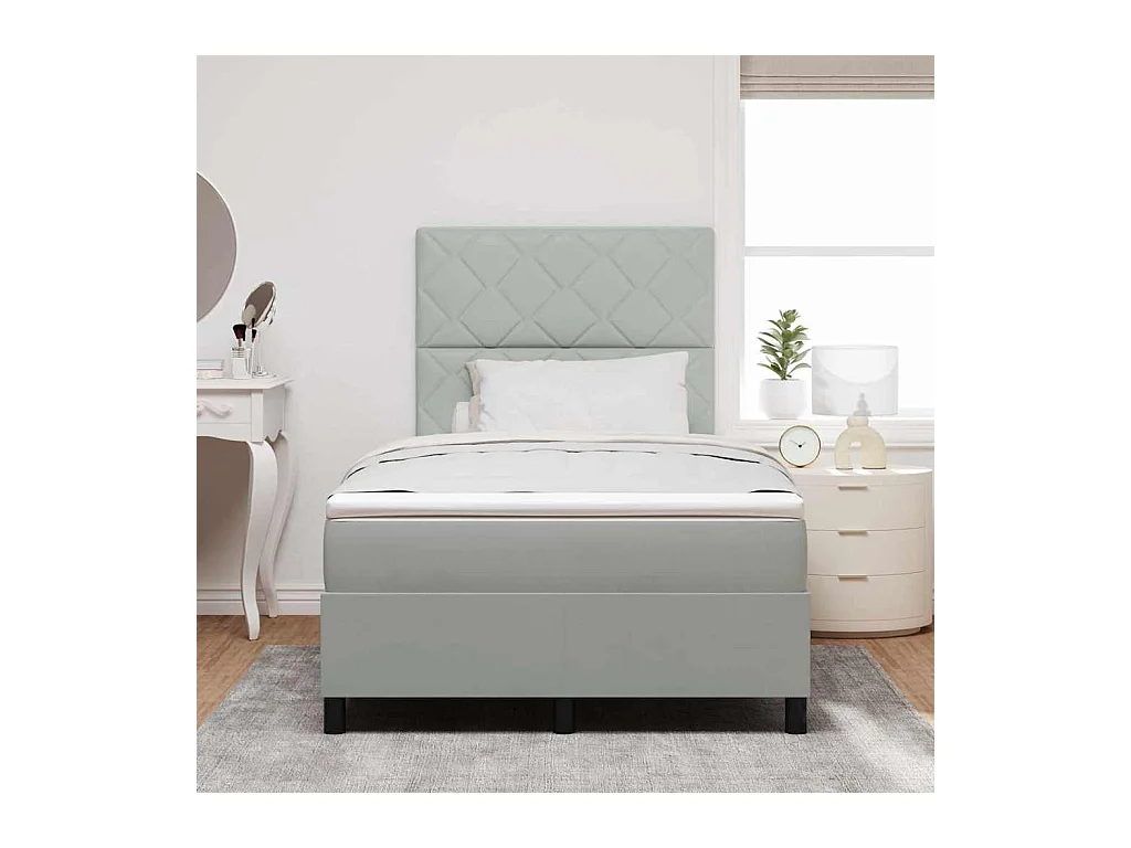 Cadre de lit avec matelas Gris clair 120 x 200 cm Velours