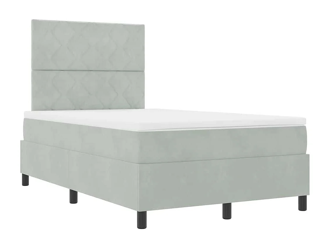Cadre de lit avec matelas Gris clair 120 x 200 cm Velours