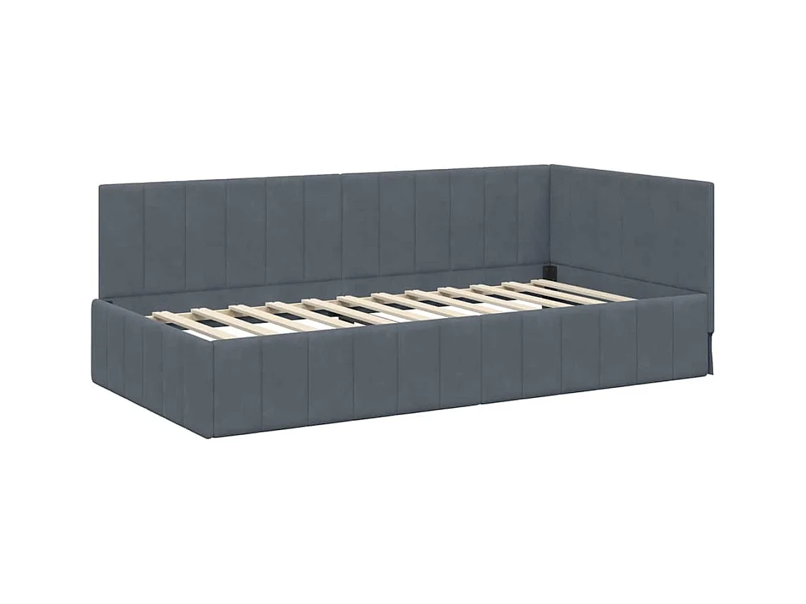 Cadre de lit d'angle Gris foncé 100 x 200 cm Velours