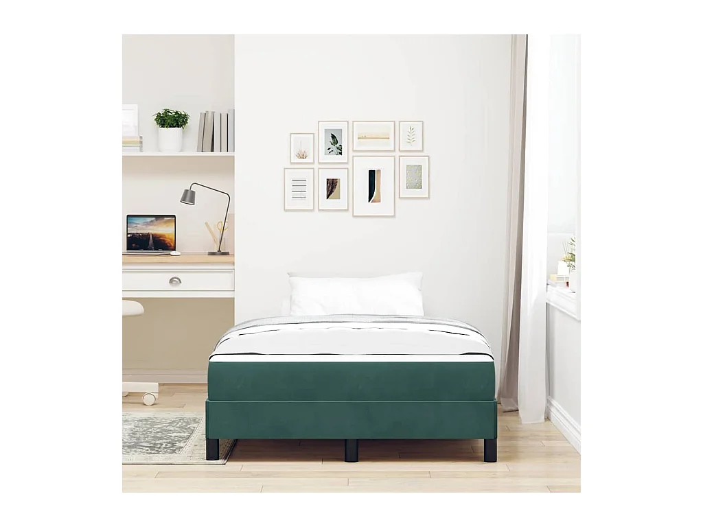 Cadre de lit avec matelas Vert foncé 120 x 190 cm Velours