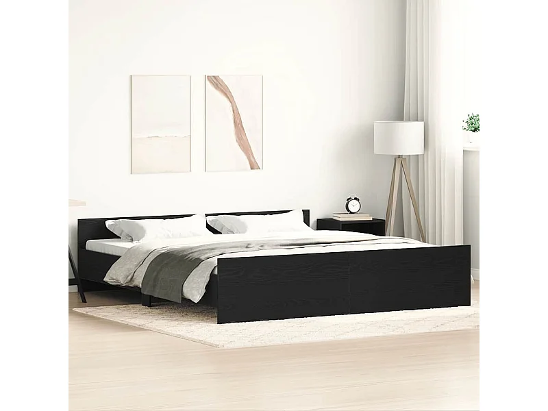 Estructura de cama sin colchón roble negro 180x200 cm madera de ingeniería