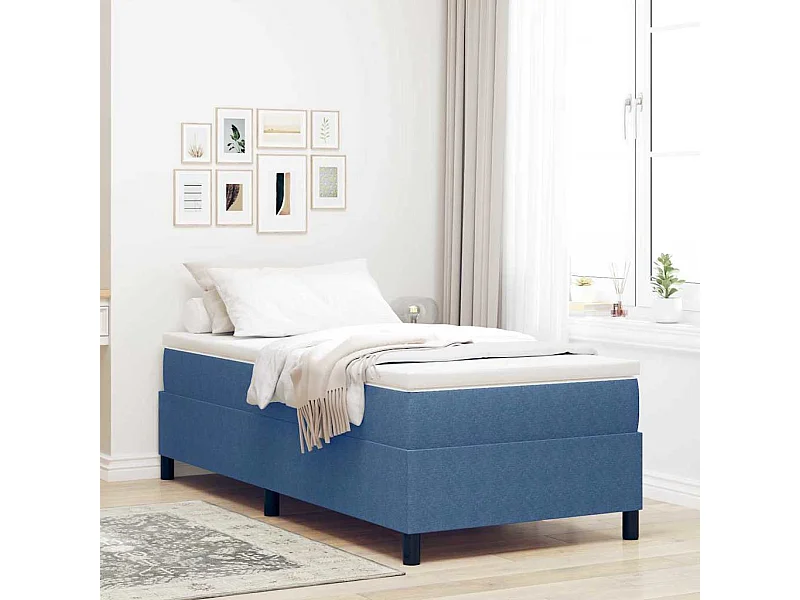 Boxspring bed Blauw 80 x 200 cm Katoenen stof