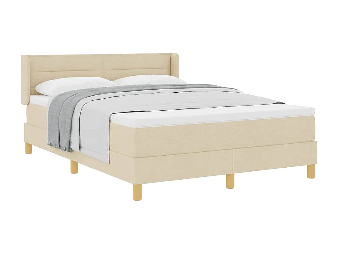 Cadre de lit avec matelas Crème 160 x 200 cm tissu
