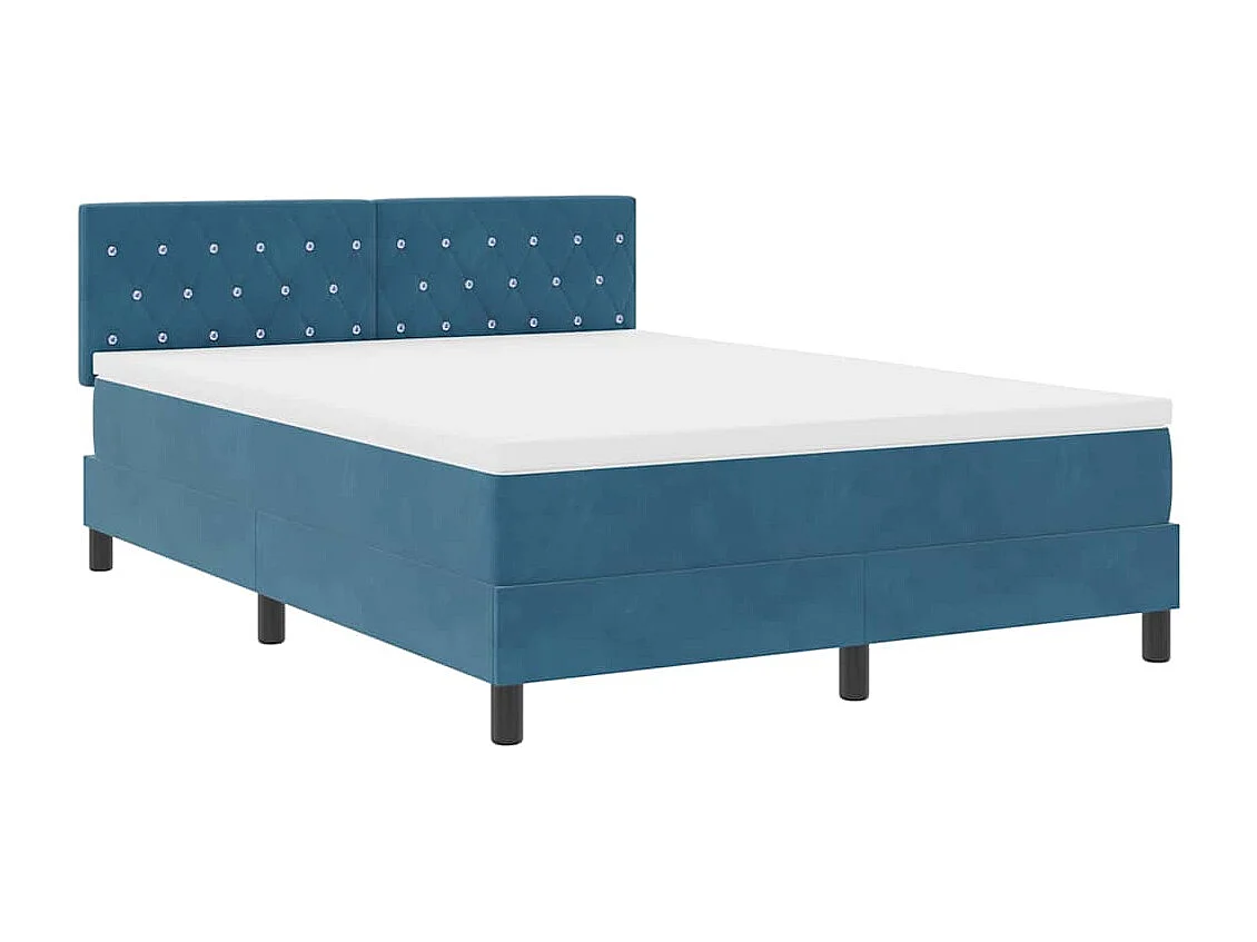 Cadre de lit avec matelas Bleu foncé 140 x 200 cm Velours