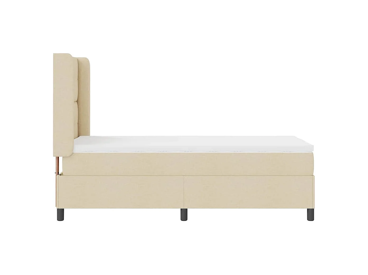 Cama tipo Box Spring con colchón Crema 90 x 200 cm tela