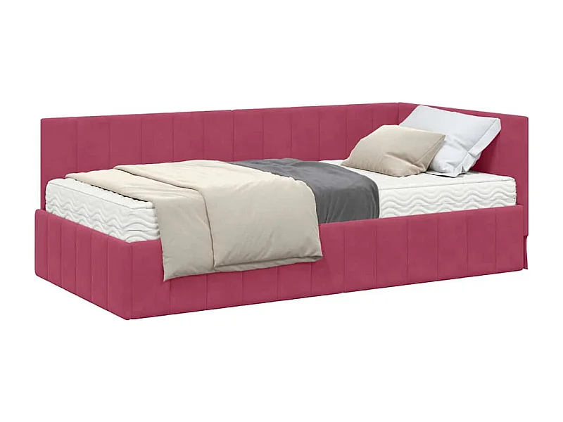 Cadre de lit d'angle Rouge bordeaux 100 x 200 cm Velours