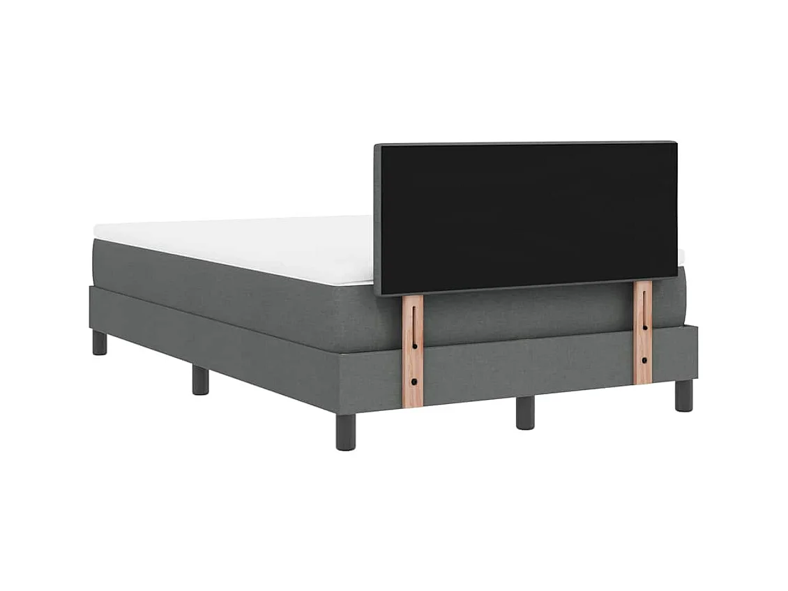 Cadre de lit avec matelas Gris foncé 120 x 190 cm tissu