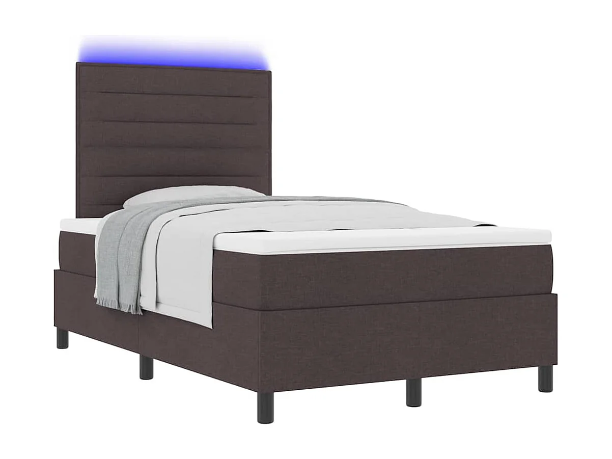Cama tipo Box Spring Marrón oscuro 120 x 200 cm tela