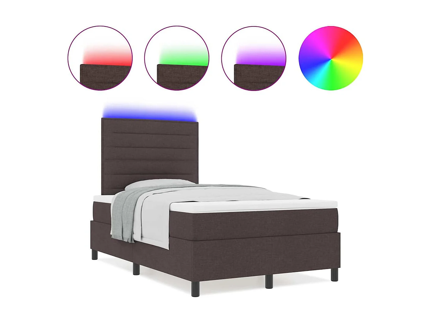 Cama tipo Box Spring Marrón oscuro 120 x 200 cm tela