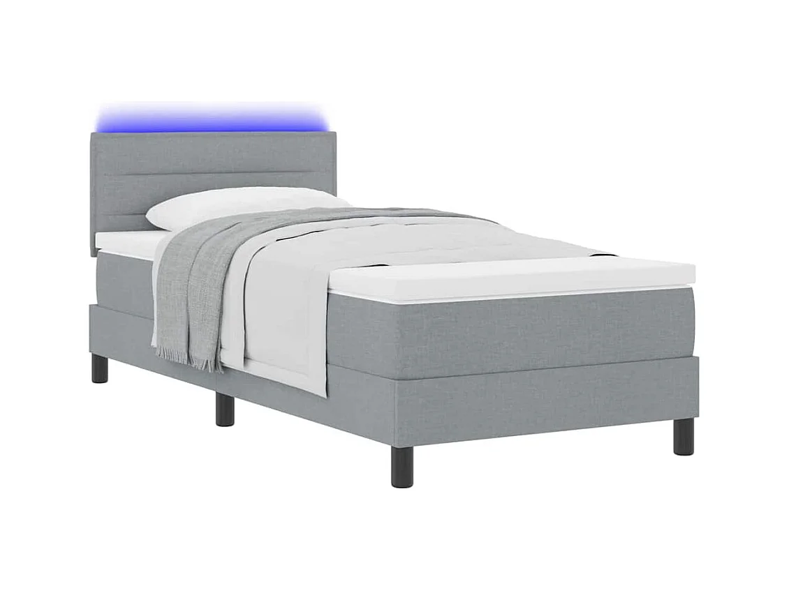 Cadre de lit avec matelas Gris clair 100 x 200 cm tissu