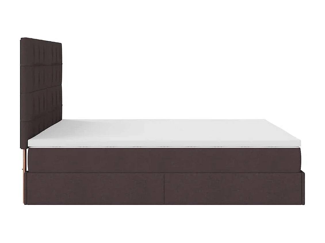 Cadre de lit ottoman avec matelas marron foncé 160x200 cm tissu