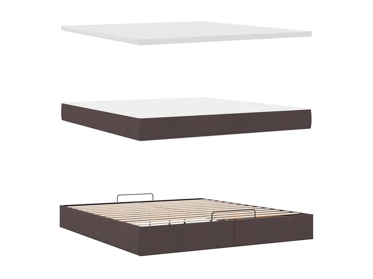 Estructura cama otomana colchón tela marrón oscuro 160x200 cm