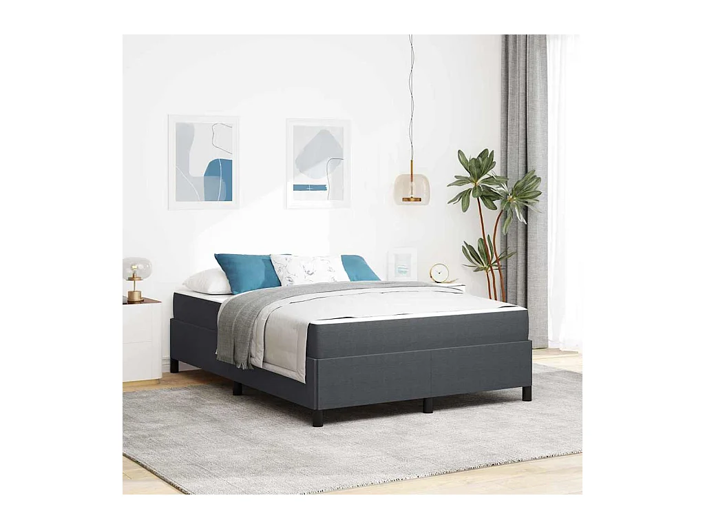 Cadre de lit Gris foncé 140 x 200 cm Tissu en velours côtelé