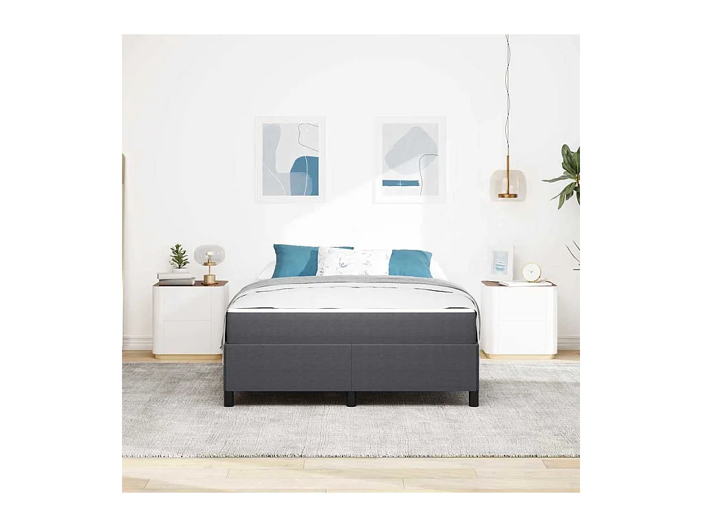 Cadre de lit Gris foncé 140 x 200 cm Tissu en velours côtelé