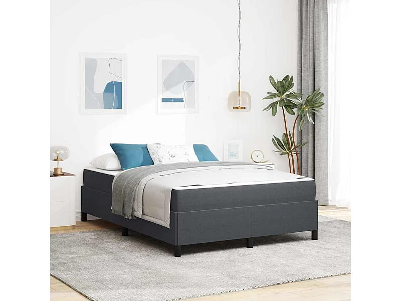 Cadre de lit Gris foncé 140 x 200 cm Tissu en velours côtelé