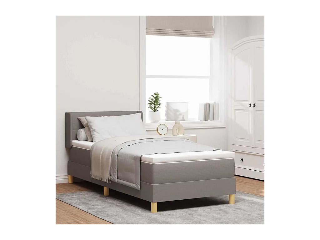 Cama con Somier con colchón Taupé 100 x 200 cm tela