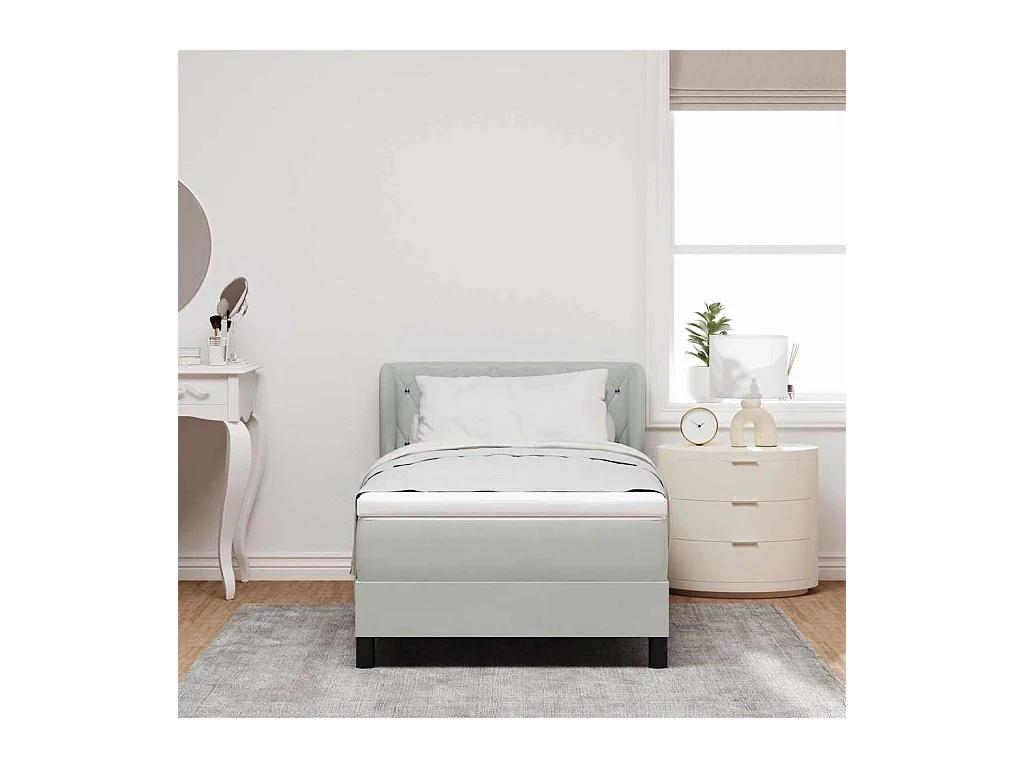 Cama con Somier y Colchón Gris Oscuro 80x200 cm Terciopelo