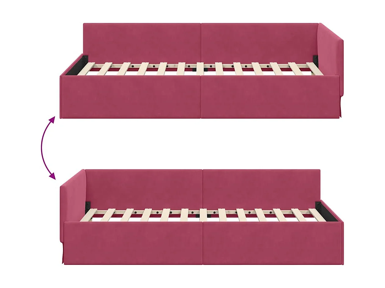 Cadre de lit d'angle Autre Rouge bordeaux 80 x 200 cm