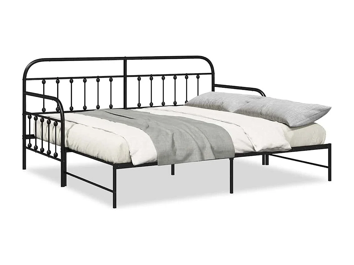 Cadre de lit de jour avec tête de lit Noir 100 x 190 cm Acier