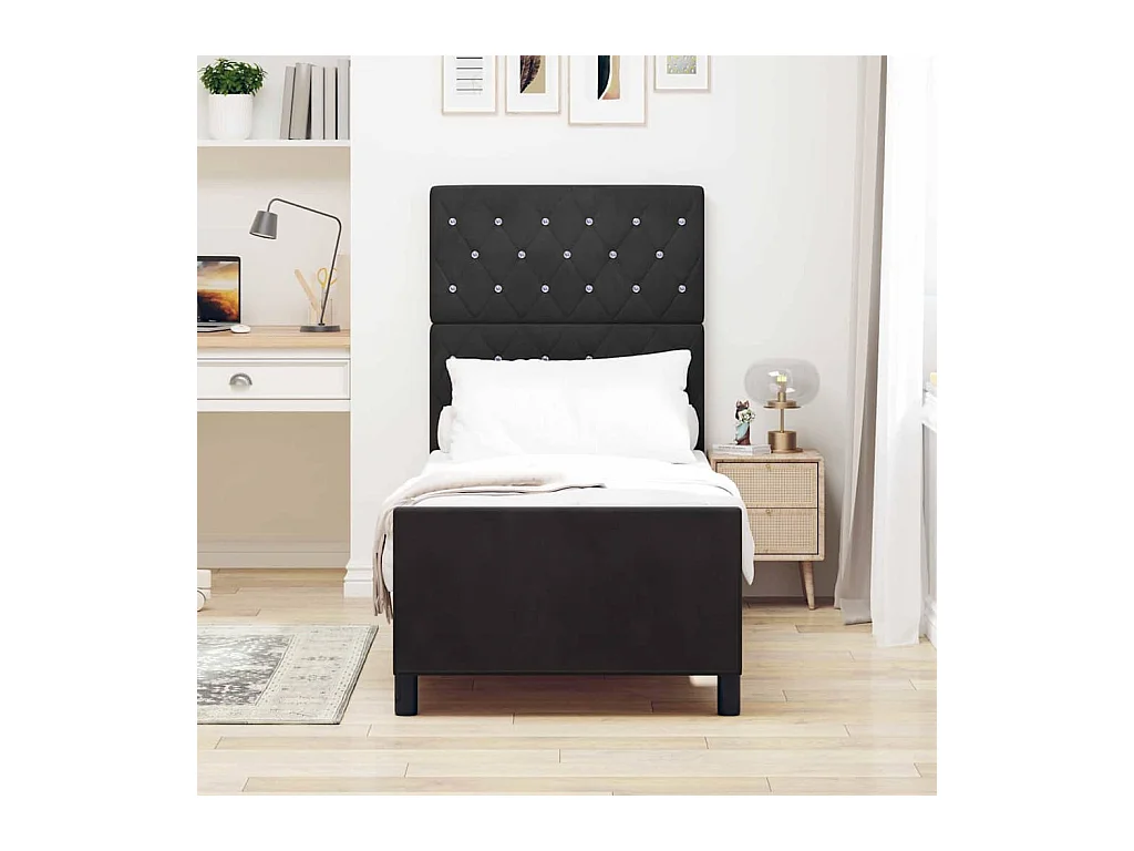 Cadre de lit avec tête de lit Noir 80 x 200 cm Velours