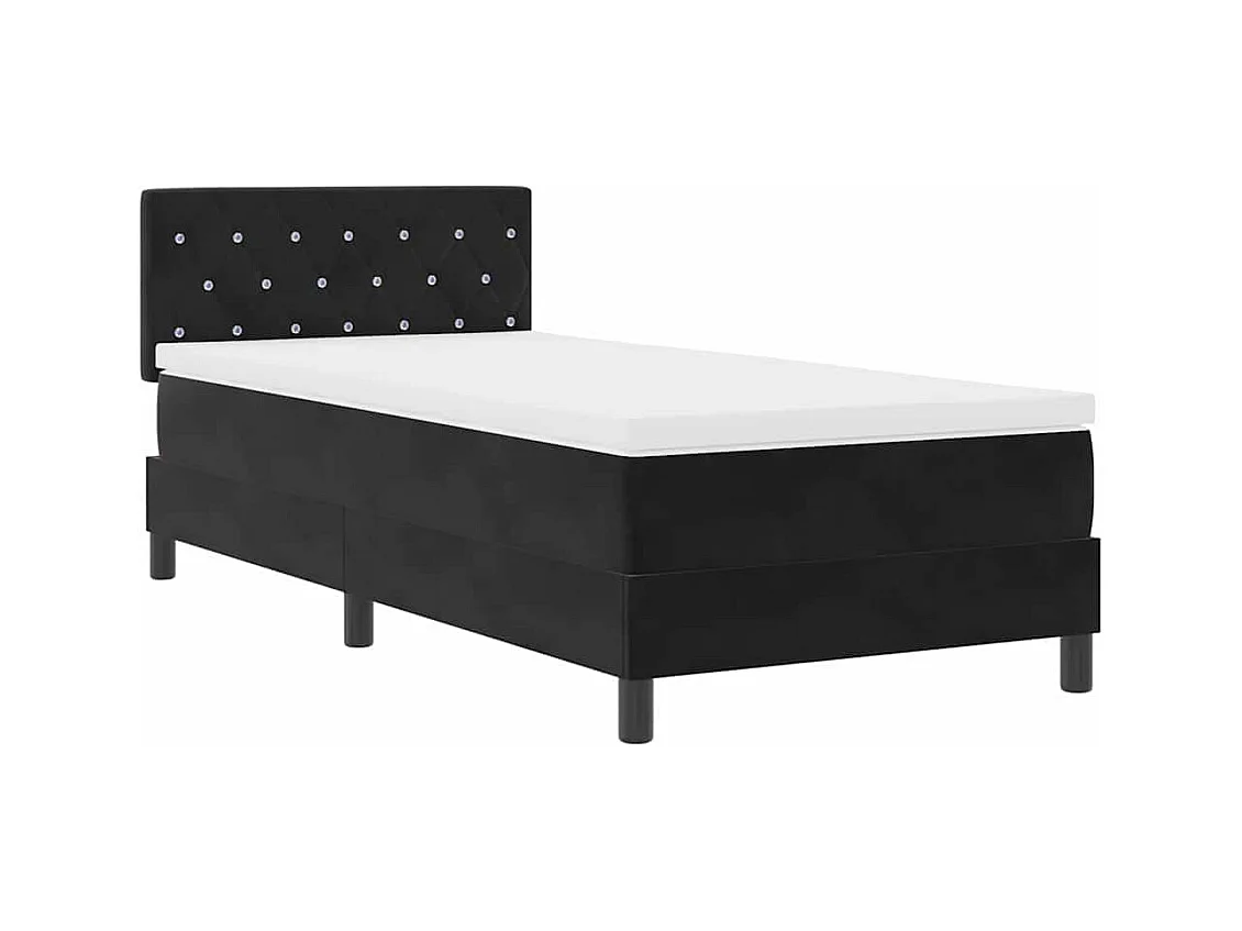 Cama con Somier y Colchón con colchón Negro 100 x 200 cm tela