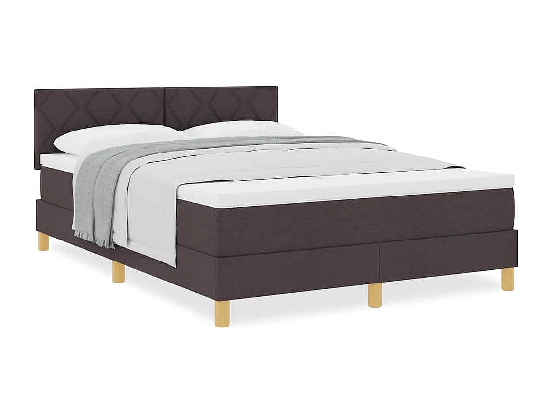 Cadre de lit avec matelas Marron foncé 160 x 200 cm tissu