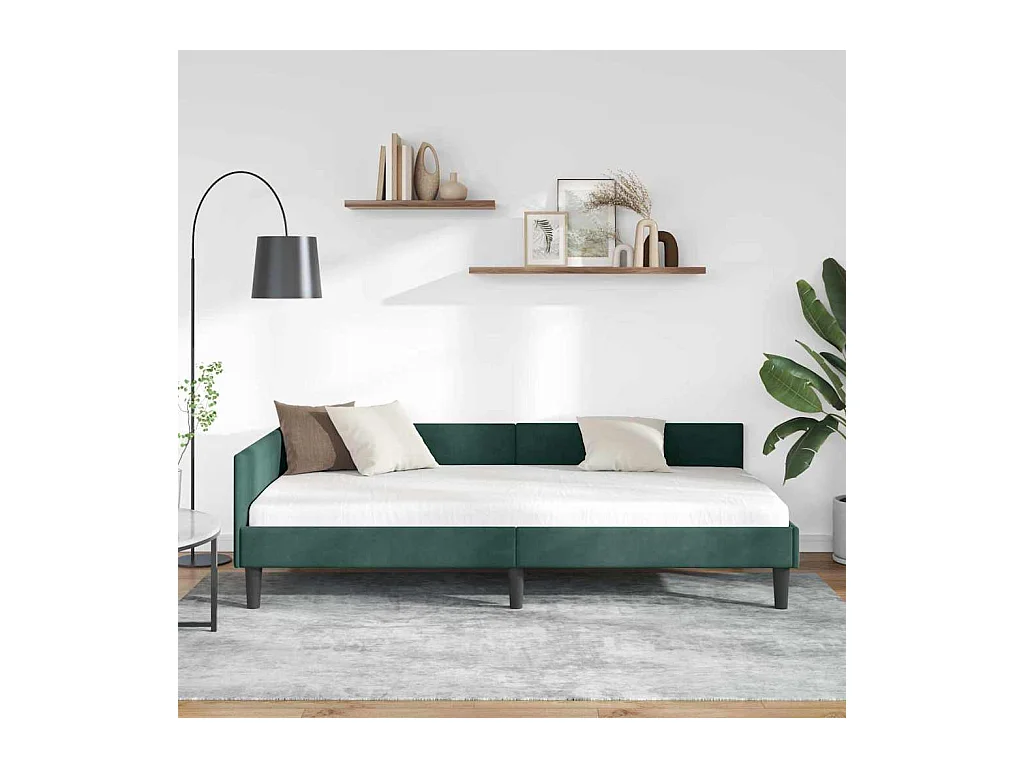 Cadre de lit d'angle avec tête de lit Vert foncé 80 x 200 cm