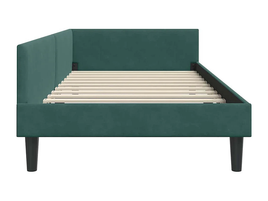 Cadre de lit d'angle avec tête de lit Vert foncé 80 x 200 cm