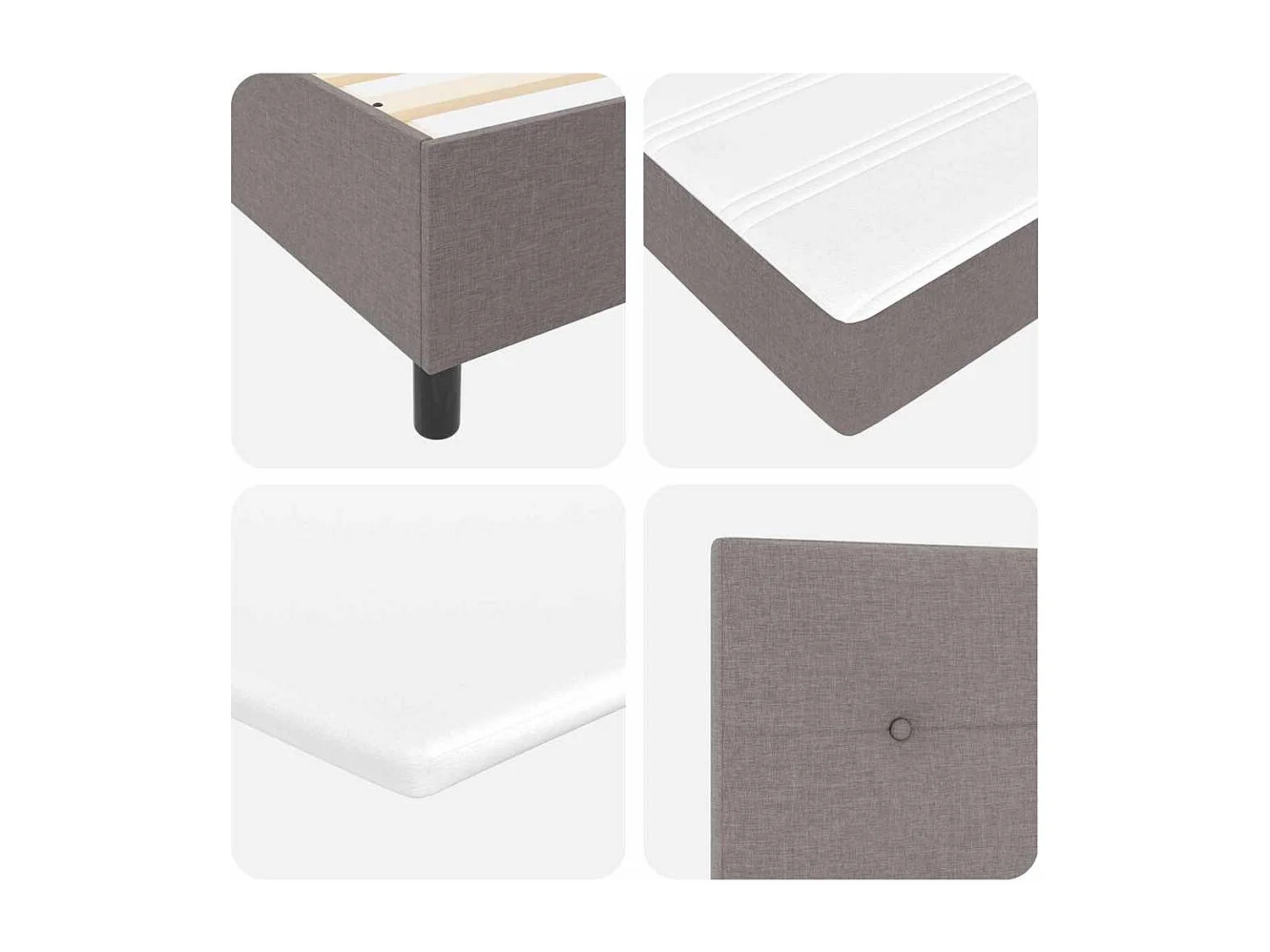 Cama tipo Box Spring con colchón Taupé 90 x 200 cm tela
