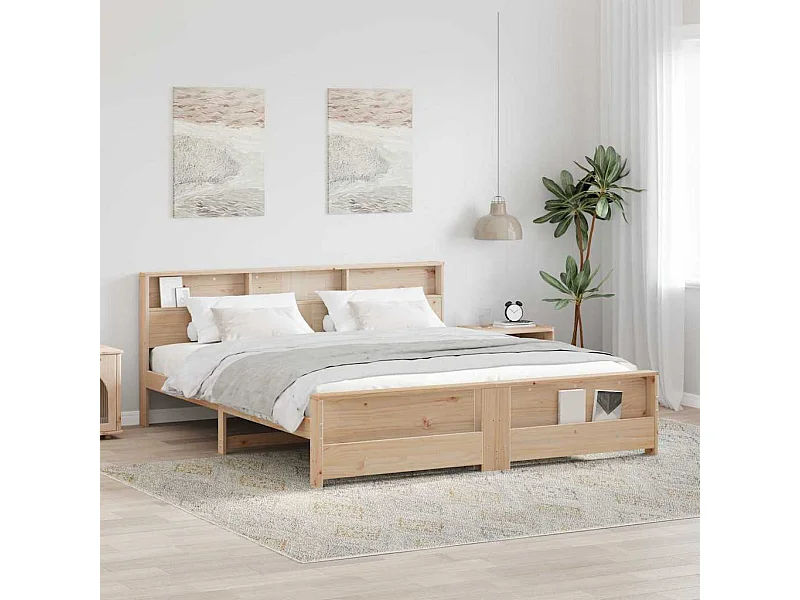 Bedframe met hoofdeinde Bruin 200 x 200 cm Massief grenenhout