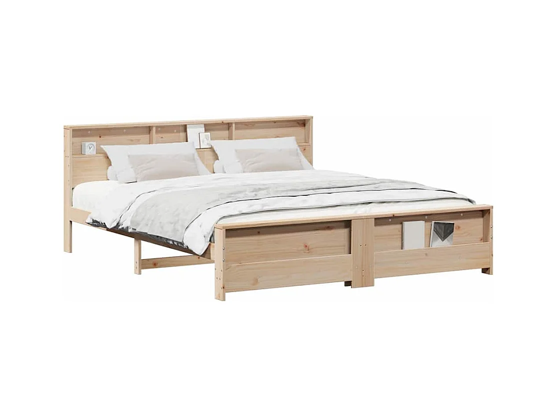 Bedframe met hoofdeinde Bruin 200 x 200 cm Massief grenenhout