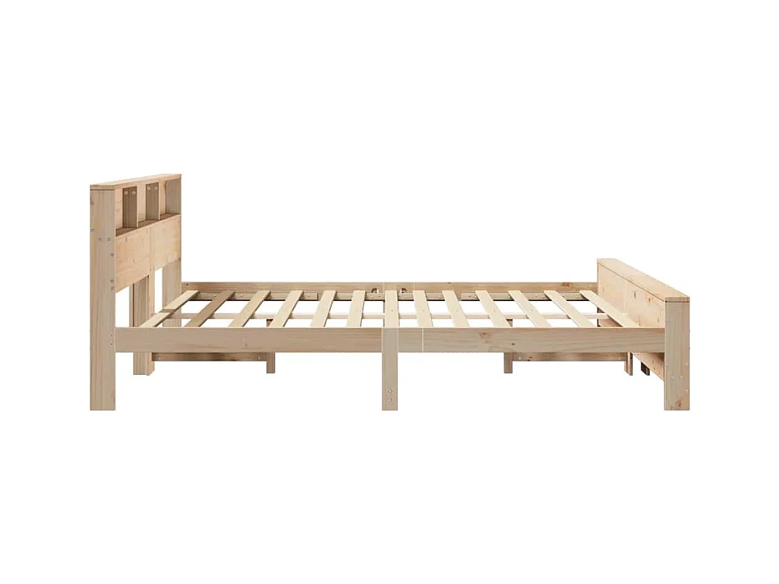 Bedframe met hoofdeinde Bruin 200 x 200 cm Massief grenenhout