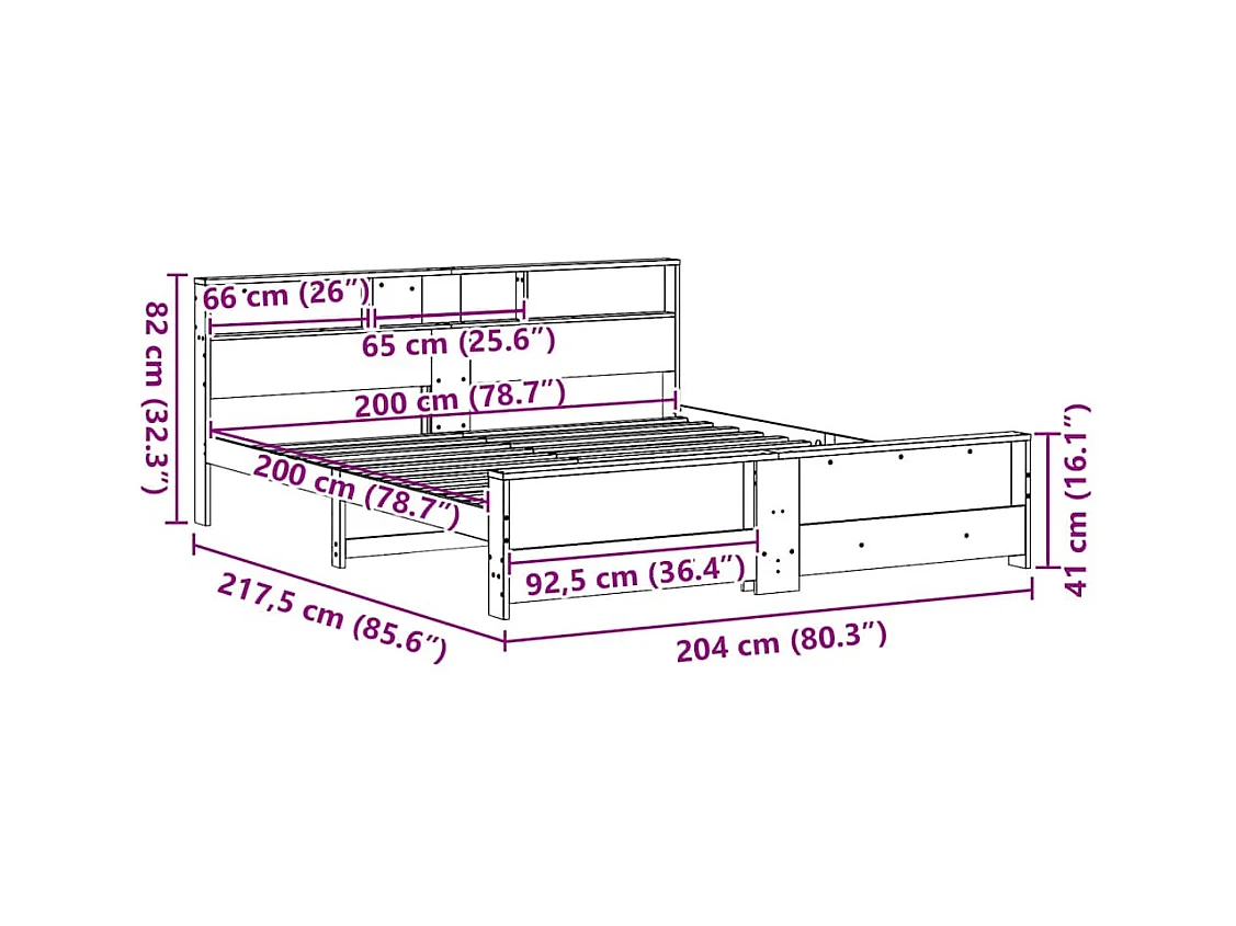 Bedframe met hoofdeinde Bruin 200 x 200 cm Massief grenenhout
