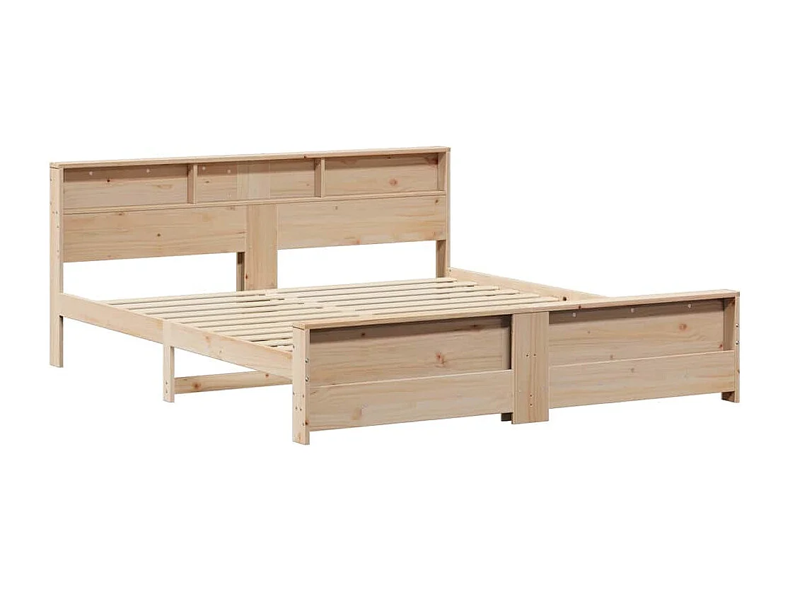 Bedframe met hoofdeinde Bruin 200 x 200 cm Massief grenenhout