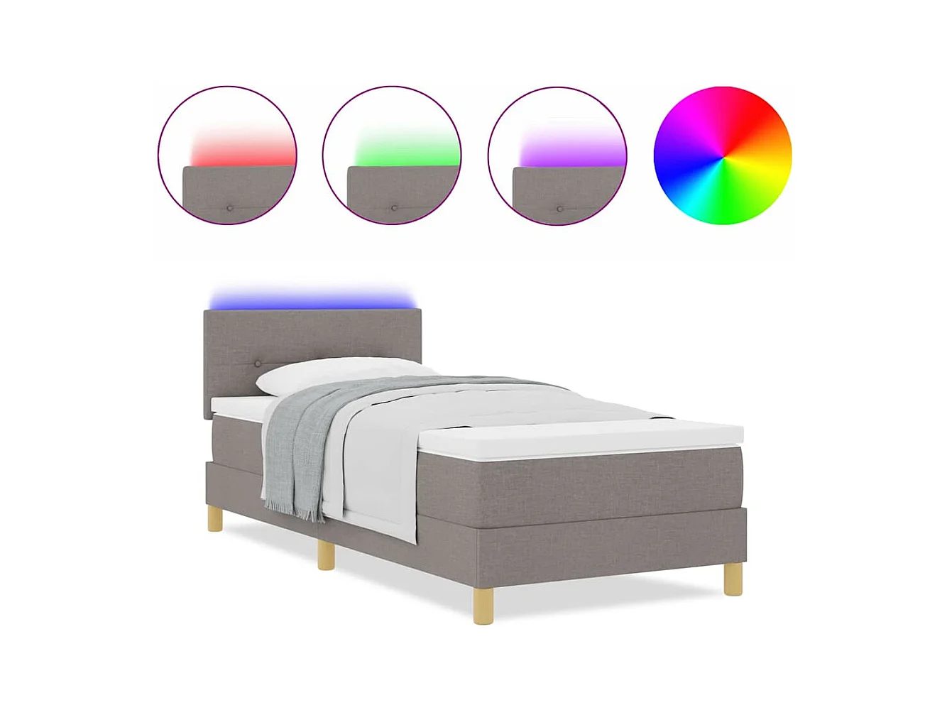 Cadre de lit avec matelas Taupe 100 x 200 cm tissu