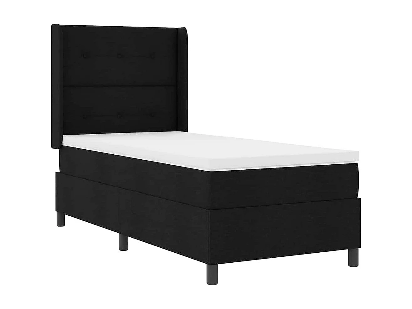 Cadre de lit avec matelas Noir 80 x 200 cm tissu