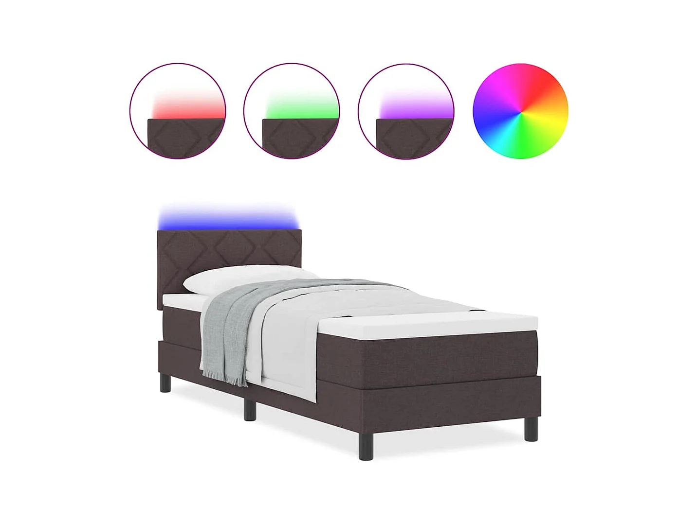 Cama Box com colchão Marrom Escuro 80 x 200 cm tecido