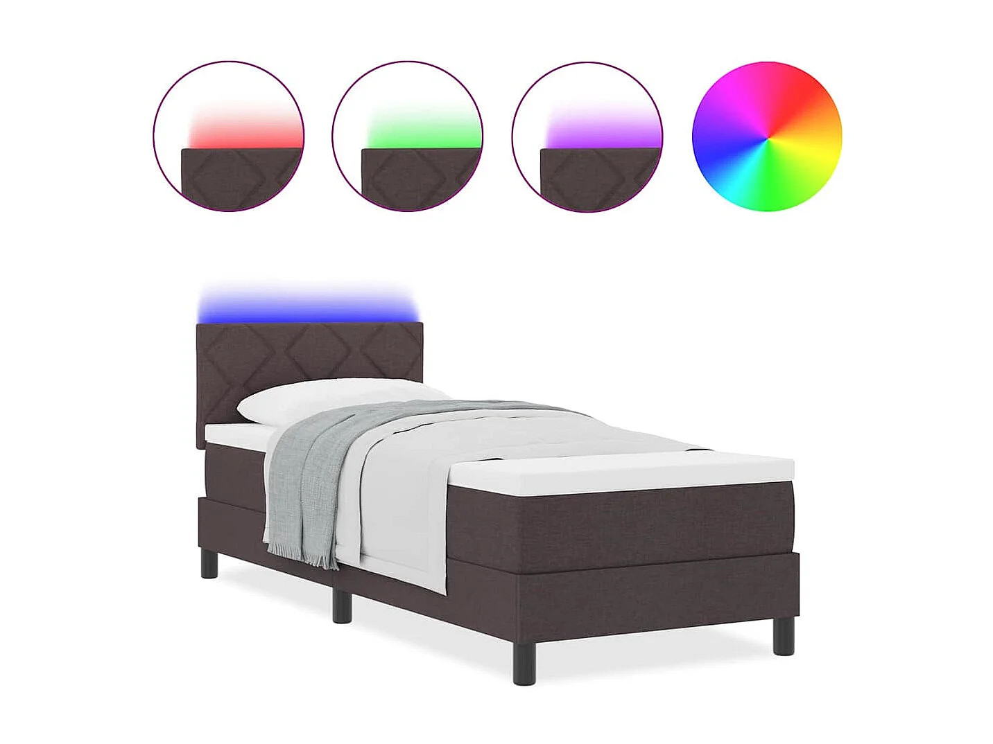 Cama tipo Box Spring con colchón Marrón Oscuro 80 x 200 cm tela