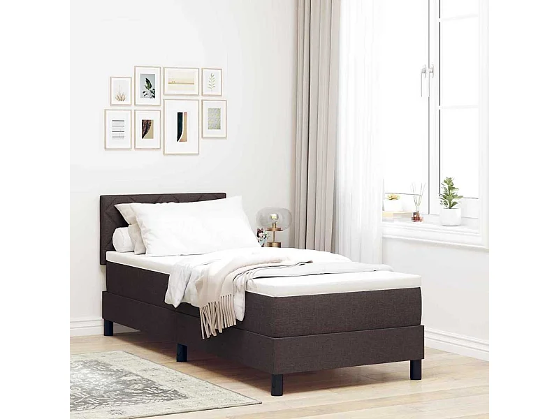 Boxspring bed met matras Donkerbruin 80 x 200 cm Stof