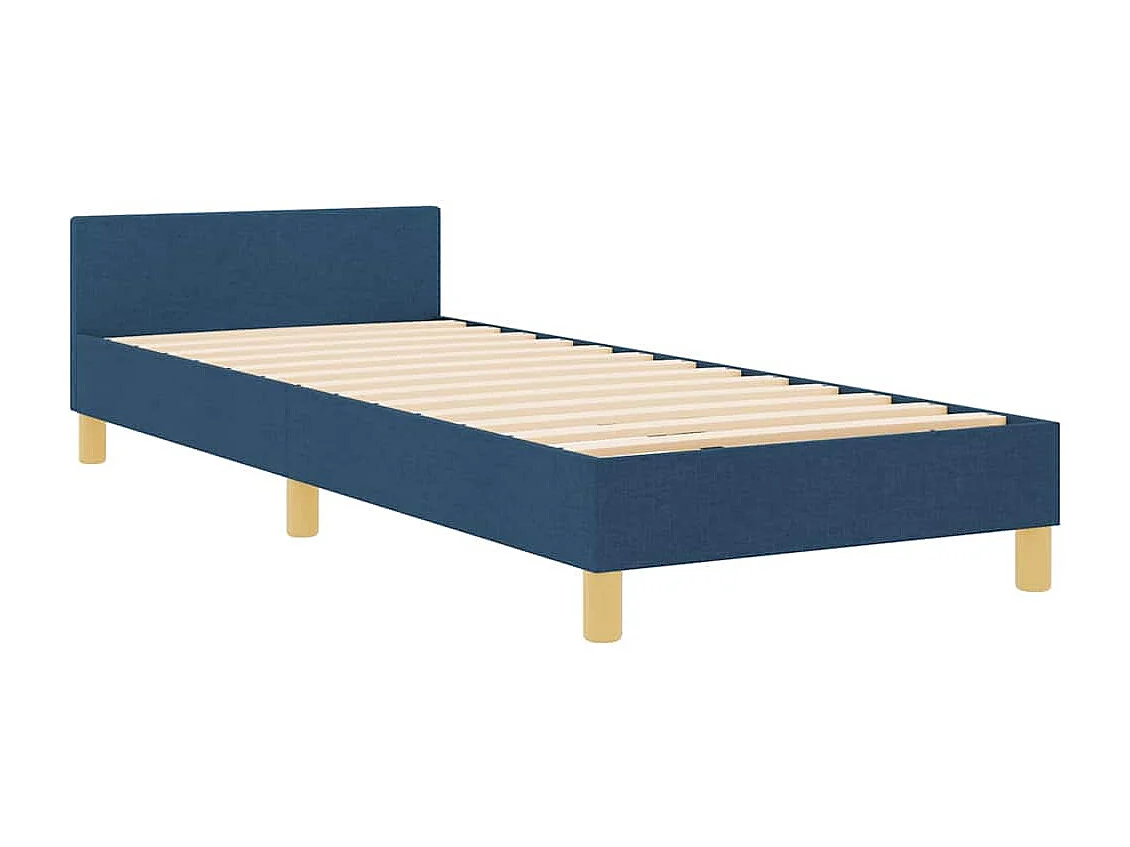 Cadre de lit avec tête de lit Bleu 90 x 200 cm tissu